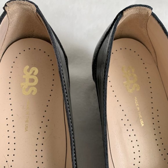 SAS Patent Leather Kitten Heel Loafers Black 9 - Picture 6 of 9